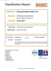 UTP CAT5e-Hanyang (Hangzhou) Cable Co Ltd LCPR1314-1a Classification Report(001)
