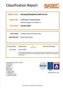 XK100&VCB100-Hanyang (Hangzhou) Cable Co Ltd LCPR1314-7 Classification Report(001)